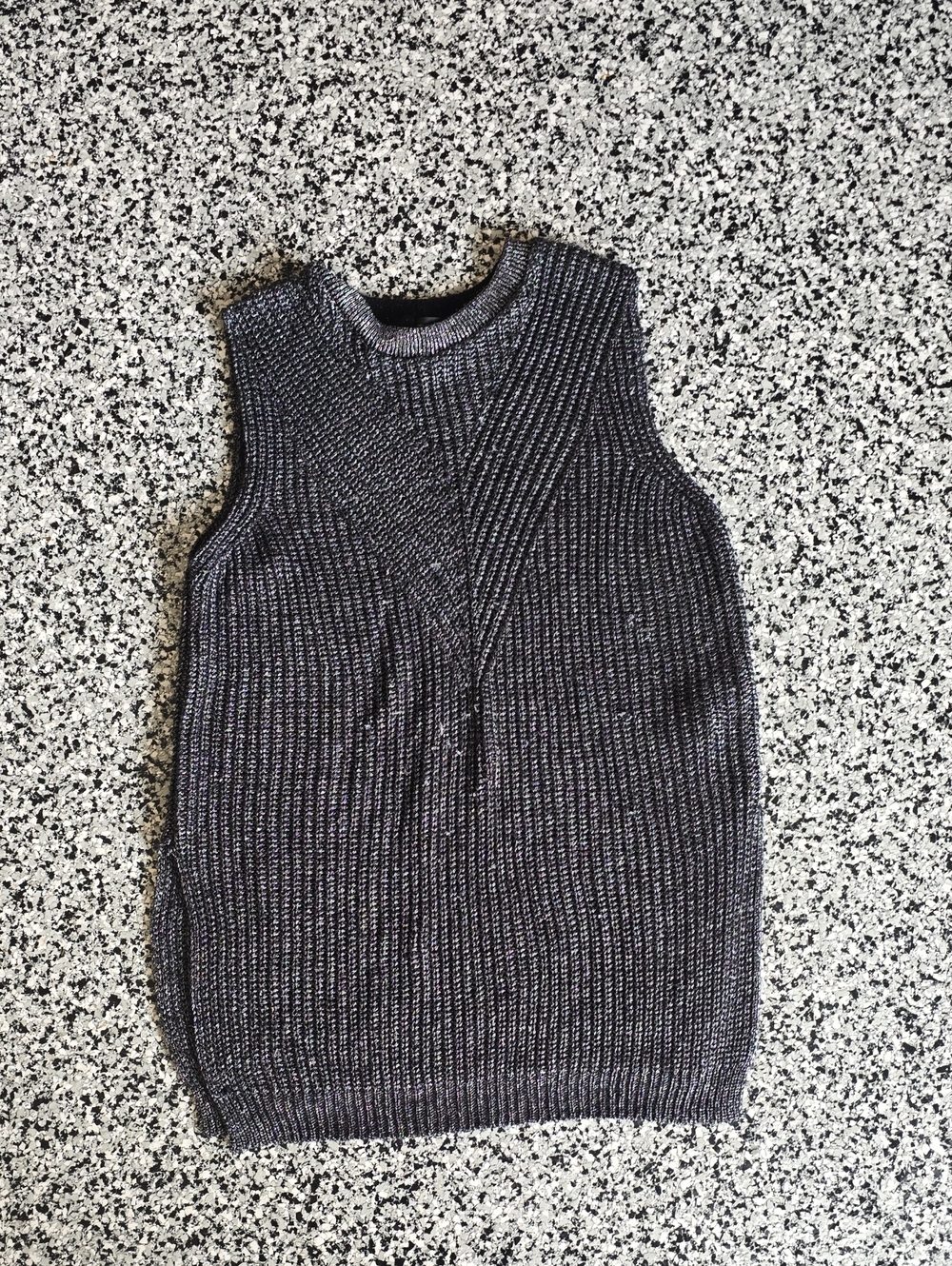 Topshop Men's Sleeveless Ribbed Knit Vest - Charcoal Gray